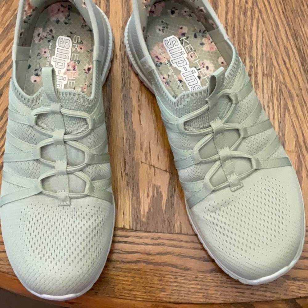 Sketchers slip ins virtue washable mesh sneakers viral bliss.  Sage green